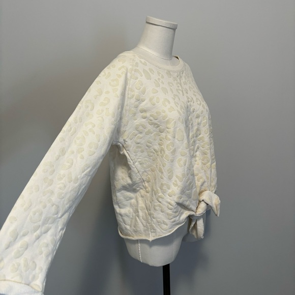 Jackson Rowe Arose Sweatshirt Cream Leopard Print Tie Front Cotton Sweatshirt - Picture 7 of 15